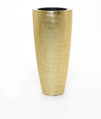 Produktbild von VIVANNO Pflanzkübel Fiberglas CITY Rund, Blattgold Blattoptik hochglanz - 37x80 cm