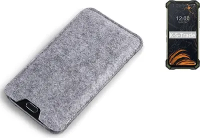 Produktbild von K-S-Trade Filz Handyhülle kompatibel mit Doogee S88 Pro Schutzhülle Filztasche Filz Tasche Case Sleeve Handy Hülle Filzhülle grau