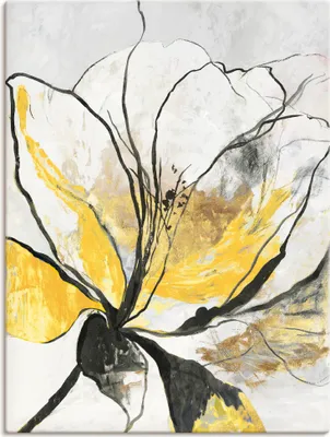 Produktbild von ARTland Leinwandbild Umrissenes Blumenmuster I gelbe Version Größe: 30x40 cm