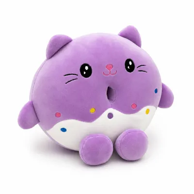 Produktbild von Donut Katze Kuscheltier 18 cm Lila Katze mit Donut Plüschtier Stofftier Kawaii Geschenk für Kinder
