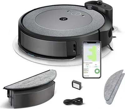 Produktbild von iRobot Roomba Combo i5, Beutellos, Schwarz, Grau, Rund, Ladend, AeroForce, Android 10.0, Android 11.0, Android 12.0, Android 13.0, Android 9.0, iOS 14, iOS 14.5, iOS 15, iOS...