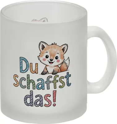 Produktbild von Fuchs mit Spruch Du schaffst das! Glas Tasse