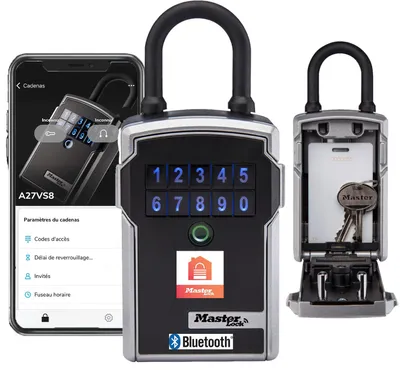 Schlüsselbox mit Bluetooth und Bügel, silber/schwarz, 18,3 x 8,3 x 5,9 cm