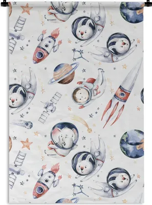 Produktbild von MuchoWow® Wandteppich Wandbehang Muster - Planeten - Kinder - Mädchen - Kinder - Kinder - Mädchen 90x135 cm Tapisserie Dekoration Wandtuch - Baumwolle - Wandskulptur