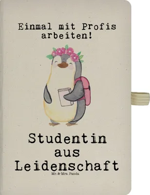 Produktbild von Mr. & Mrs. Panda Tagebuch Studentin Leidenschaft - Transparent - Geschenk, Journal, Kladde, Skizzenbuch, Reisetagebuch, notizbuch