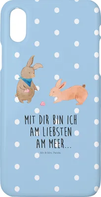 Produktbild von Mr. & Mrs. Panda Iphone 10 Handyhülle Hasen Muschel - Blau Pastell - Geschenk, Freundinnen, Beste Freundin, Hülle, Strand, X, Muttertag, Cover, Meer, Handy