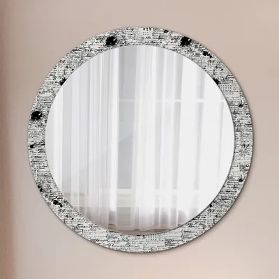 Produktbild von Modern Spiegel - Wandspiegel Design Wandmontage – Badspiegel mit Aufdruck - Rundspiegel - Kritzeleien Muster - Rund: Ø90cm