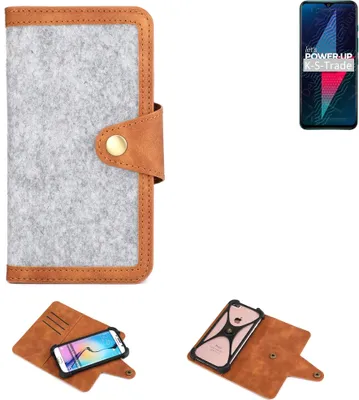 Produktbild von K-S-Trade Handyhülle kompatibel mit Wiko Power U30 Schutzhülle Filz-Hülle Kunst-Leder hellgrau braun (1x)