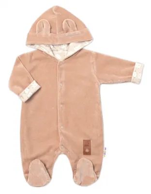 Productafbeelding van Baby Nellys New Bunny, bruine jumpsuit van suède-look of velours, met capuchon, maat 86