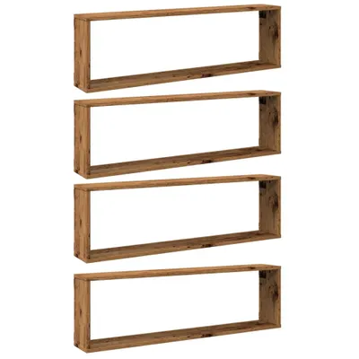 Obrázek produktu pro vidaXL Nástěnné police Cube 4 ks. Vzhled regenerovaného dřeva 100x15x30 materiál na bázi dřeva