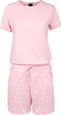 Produktbild von HEYO Damen Schlafanzug Kurz Baumwolle Zweiteiliger Pyjama Set T-Shirt & Shorts mit Taschen Sommer Nachtwäsche Dots XXL