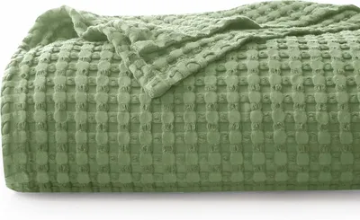 Produktbild von Waffelpiqué Tagesdecke 220x240 cm, 100% Baumwolle, grün, für Wohnzimmer