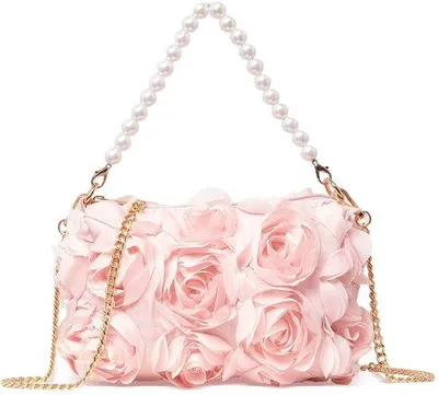 Produktbild von 3D Blumen Chiffon Abendtasche mit Steine Top Griff Clutch für Hochzeit