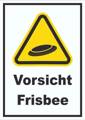Produktbild von Vorsicht Frisbee Schild A2 Rückseite selbstklebend