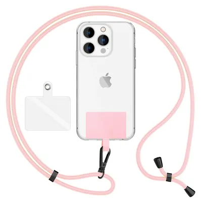 Image de HoldMe Air Edition - Lanyard universel avec 2 pads & mousqueton (noir mat) - 160cm de sangle pour portable à porter autour du cou - rose pastel