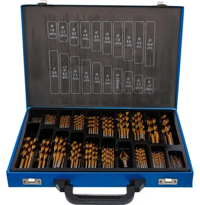 Image de BGS 72130 Jeu de forets hélicoïdaux et étagés HSS 1-10 mm, 231 pièces