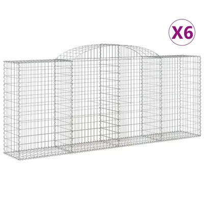 Imagen del producto de vidaXL: 6 gabiones con forma de arco, 300x50x120/140 cm, fabricados en hierro galvanizado