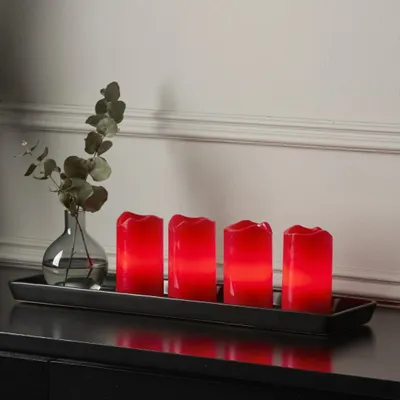Produktbild von Zestaw 4x świeca Led woskowa ADVENT czerwona 10cm z pilotem