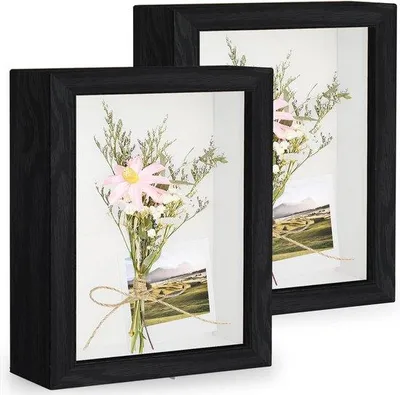 Produktbild von Unyqoos® 3D-Objektrahmen zum Befüllen – 2er-Set, tiefe Schattenfotorahmen 20 x 25 cm mit transparenter Acrylplatte, schwarz