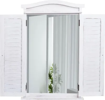 Zdjęcie produktu dla Lustro ścienne Lustro łazienkowe Lustro łazienkowe okno z okiennicami, 71x46x5cm ~ shabby white