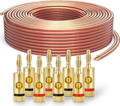 Produktbild von PureLink SP060-025 Lautsprecherkabel 2 x 2,5mm² (99,9% OFC Vollkupfer 0,20mm Litze) Hifi Boxenkabel, 25m, transparent, Set inkl. 8 Bananenstecker