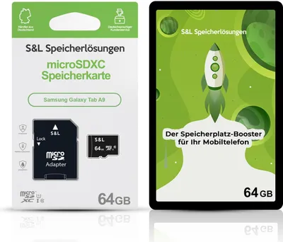 Produktbild von microSD Speicherkarte S&L für Samsung Galaxy Tab A9 - Speicherkapazität: 64 GB