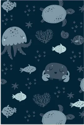 Produktbild von MuchoWow® Poster Schildkröte - Meerestiere - Schnittmuster - Jungen - Baby 80x120 cm - Papierdruck