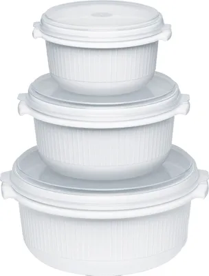 Produktbild von EMSA Mikrowellentopfset Micro Family 0,5/1/1,5 l weiß 3teilig