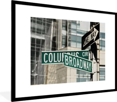 Produktbild von MuchoWow® Gerahmtes Poster New York - Broadway - Verkehr 80x60 cm - Poster mit Schwarzem Bilderrahmen Wandposter Rahmen Foto Bilder - Schlafzimmer-Dekorationen - Fotoposter