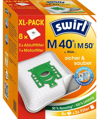Produktbild von Swirl M 40 XL, Staubbeutel, Zylinder-Vakuum, Grün, Weiß, Box, 226 mm, 171 mm