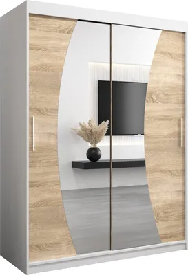 Produktbild von Kleiderschrank, Schiebetürenschrank Schlafzimmer, Schrank mit Spiegel WAVE 150 cm