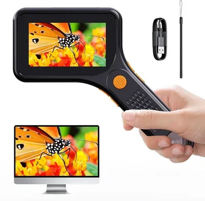 Produktbild von Kindermikroskop, 3-Zoll-IPS-Bildschirm, 500-faches digitales Handmikroskop, PC-kompatibel, 3-stufig einstellbare LED-Leuchten,Mini-USB-Mikroskopkamera