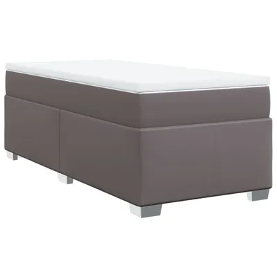 Produktbild von Boxspringbett mit Matratze Grau 100x200 cm Kunstleder