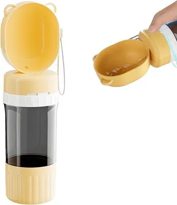 Imagen del producto de VHV - Botella de agua para perros - 2 en 1: botella de agua con comedero, 400 + 180 ml - Ideal para viajes