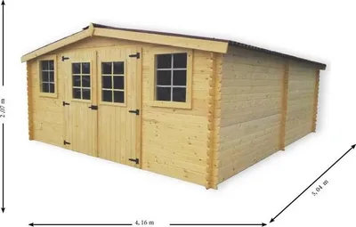 Image de Abri Baron Double Pente 20,97 m² – Épicéa Massif 28 mm – Plaques Ondulées Bitumées – Sans Plancher