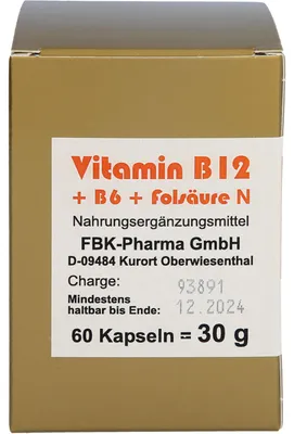 Image de Bioxera Vitamine B12 + B6 + acide folique N gélules, 60 gélules