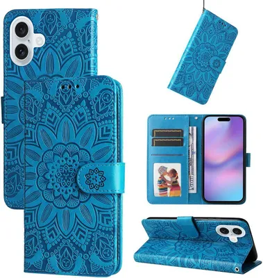 Produktbild von Mobigear Sunflower iPhone 17 Hülle Klapphülle Geldbörse - Blau