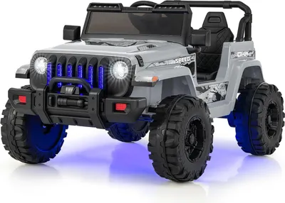 Immagine prodotto di Auto elettrica per bambini - Veicolo per bambini 12 V - Telecomando 2,4G - MP3 e musica - Clacson e fari - 2,6-6 km/h - 4 ruote - Grigio