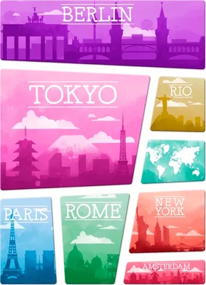 Produktbild von Großstadt Skylines Kühlschrankmagnete 8er Set Städtetrip