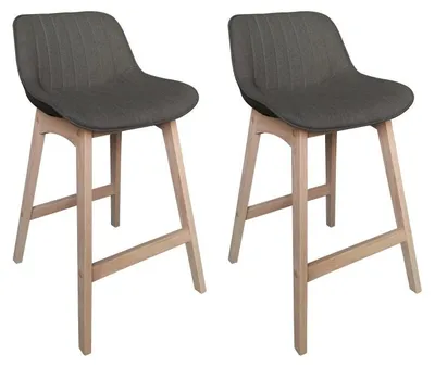 Image de Lot de chaises MELLOW d'îlot et bar en chêne et assise tissu 65cm