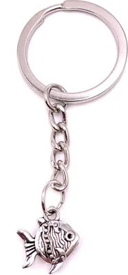 Image de Onwomania Porte-clés poisson d'ornement aquarium mini poisson argent pendentif métal Charm