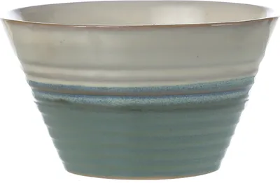 Schale - Müslischale - Schüssel - Steingut - D: 12,6cm - 350ml - weiß/grün