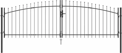 Obrázok produktu pre vidaXL Dvojité vráta so zámkom Woerden, šedé, 400 x 174,5 cm, oceľ