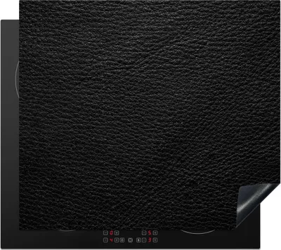 Produktbild von KitchenYeah© Herdabdeckplatte Leder - Lederoptik - Schwarz - Grau - Druck , 57x51cm, Küche Deko, Glaskeramikkochfeld Herdabdeckung, Abdeckplatte fùr Kochfeld