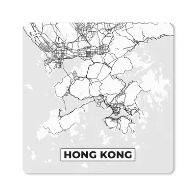 Produktbild von MuchoWow® Mauspad Mousepad Hongkong - Stadtplan - Schwarz und weiß - Karte 20x20 cm - Mousepads - Maus Mat - Pad - Mausunterlage - Desk Mat - Bureauartikeln