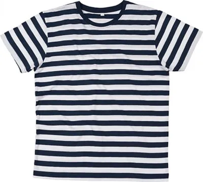 Produktbild von Mantis M109S | Herren T-Shirt modisch gestreift - Farbe: Navy/White - Größe: S