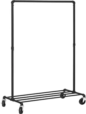 Produktbild von Hoppa! Kleiderständer auf Rollen – schwarz – Eisen 100 x 49 x 163 cm (B x T x H)