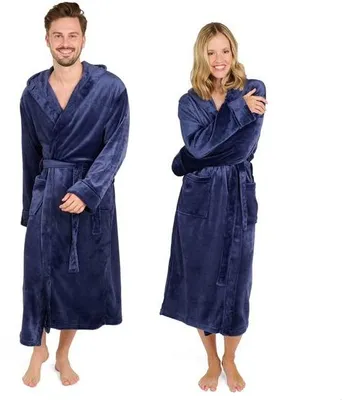Produktbild von Ibenzoa® Uni-Bademantel mit Kapuze & 2 Taschen – extra weiches Material, Gürtel mit Doppelösen, Aufhängeöse, für Sauna & Dusche, waschbar bis 40 °C, 7 Farben