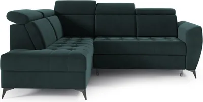 Produktbild von Modernes Ecke, Ecksofa mit Schlaffunktion und Bettkasten Sofagarnitur Sofa Eckcouch L-Form, Couch für Wohnzimmer, Schlafsofa, Eck-Sofa,  Wohnlandschaft mit Bettfunktion - Ecksofa IDAHO II Dunkelgrün (Castel 75) - Links