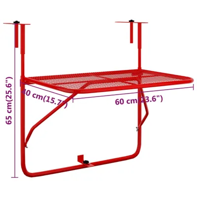Immagine prodotto di Tavolo da Balcone Rosso 60x40 cm in Acciaio